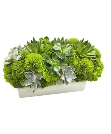 long and low green centerpiece